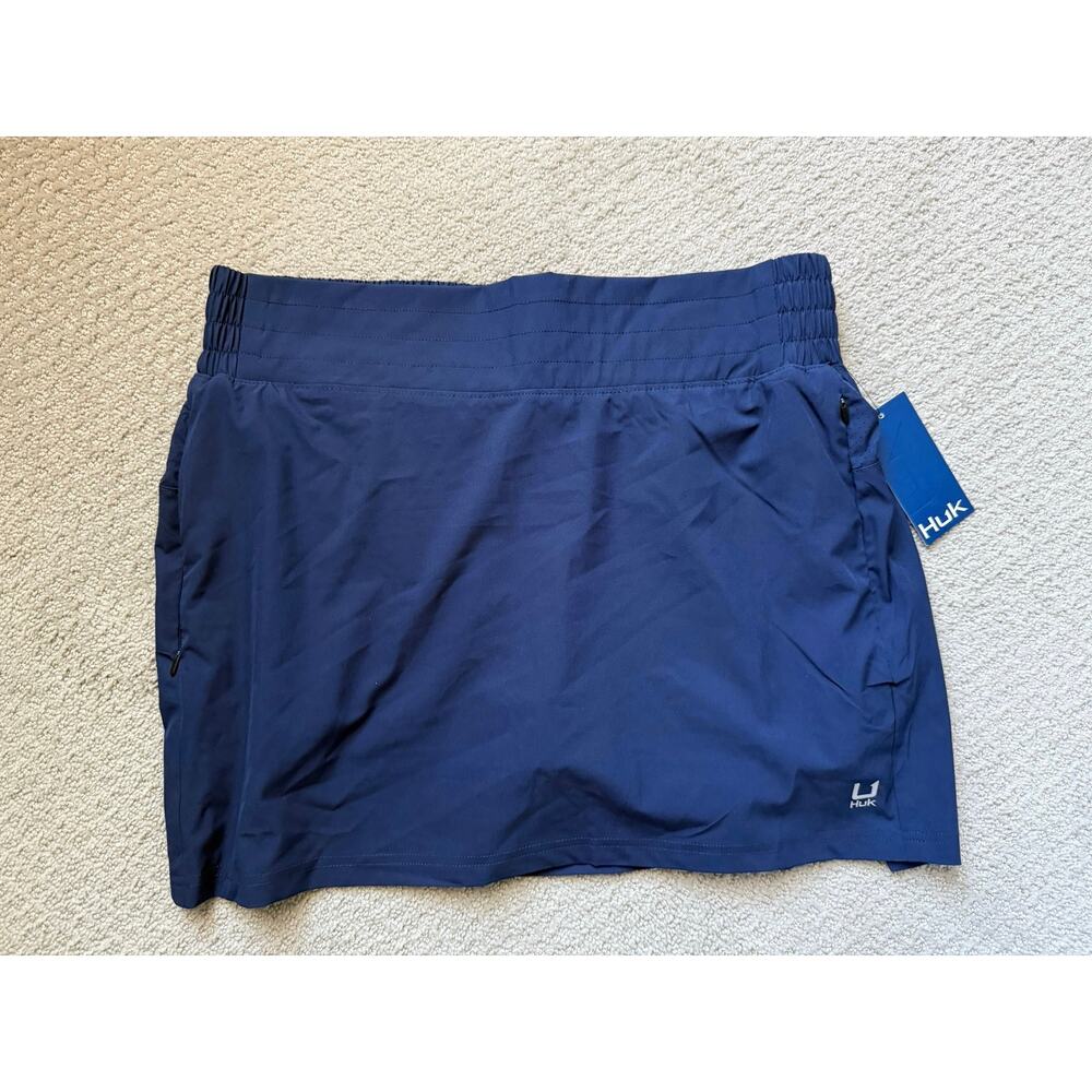 Huk Tide Point Skort Womens L Blue Fishing Performance Skirt Shorts NWT